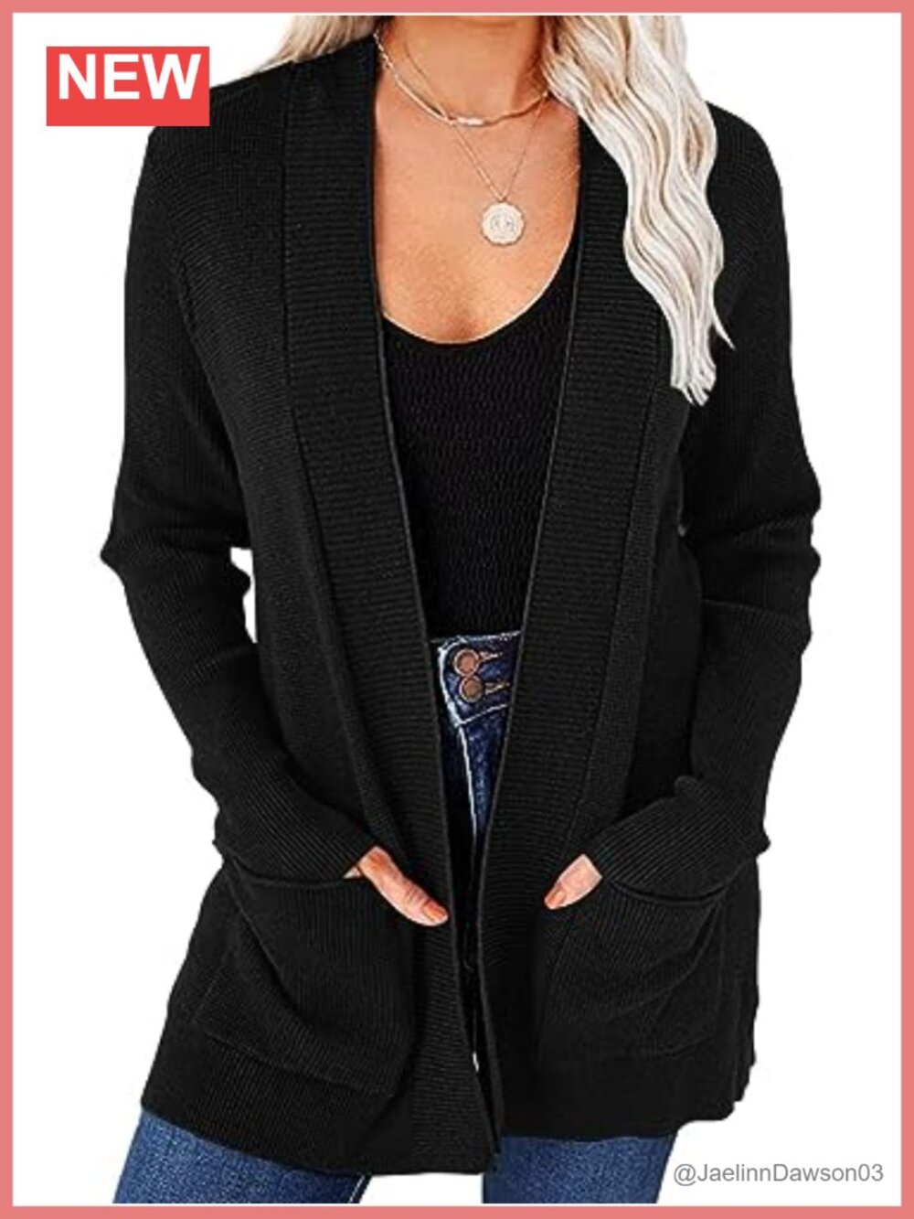 Women's Lightweight Open Front Cardigan Long Sleeve Pockets